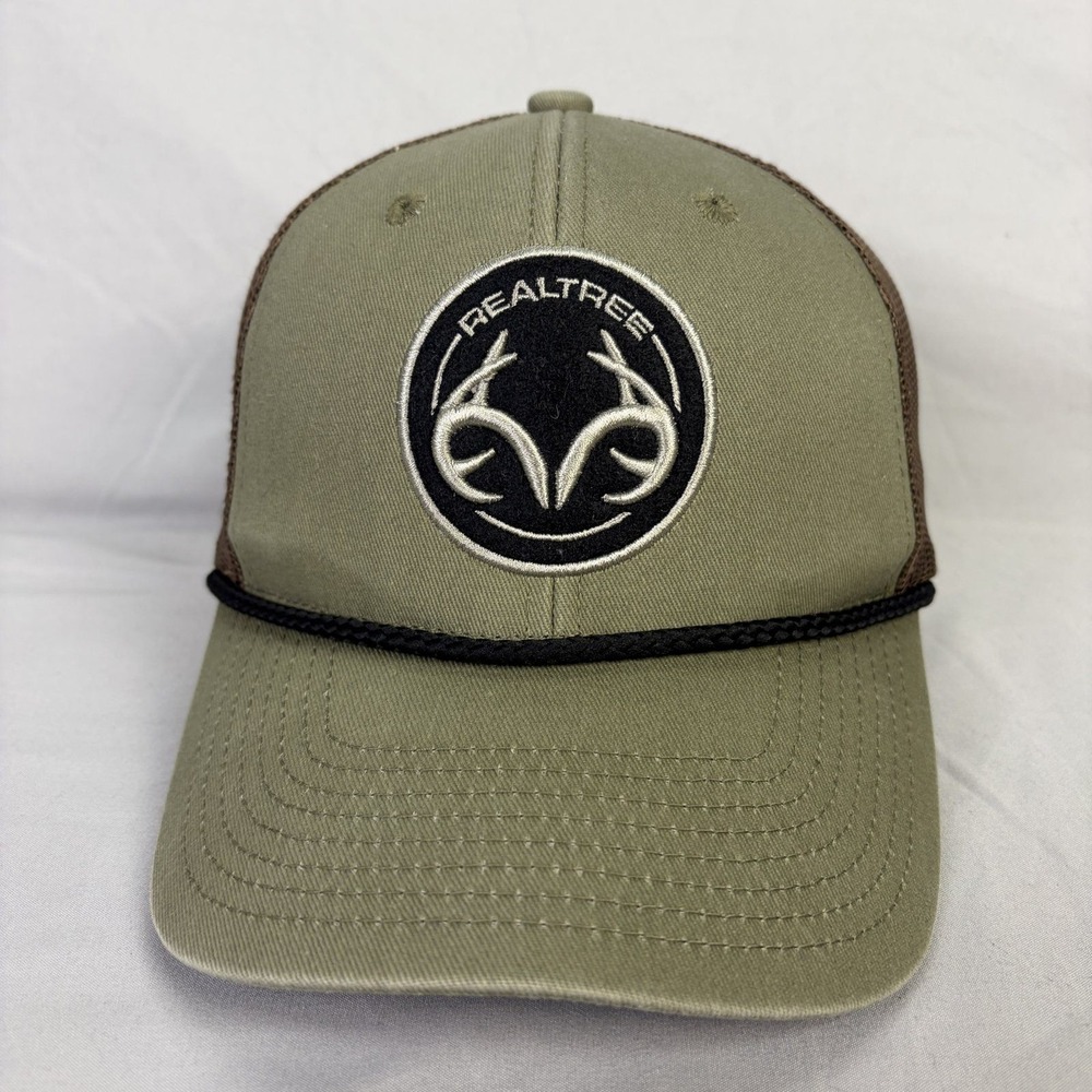 Realtree Trucker Hat Snapback Men OSFM Green Brown Logo Rope Cap